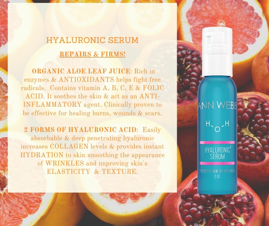 💧ANN WEBB Hyaluronic Serum tightens, brightens, intensely hydrates & nourishes skin. Made in America