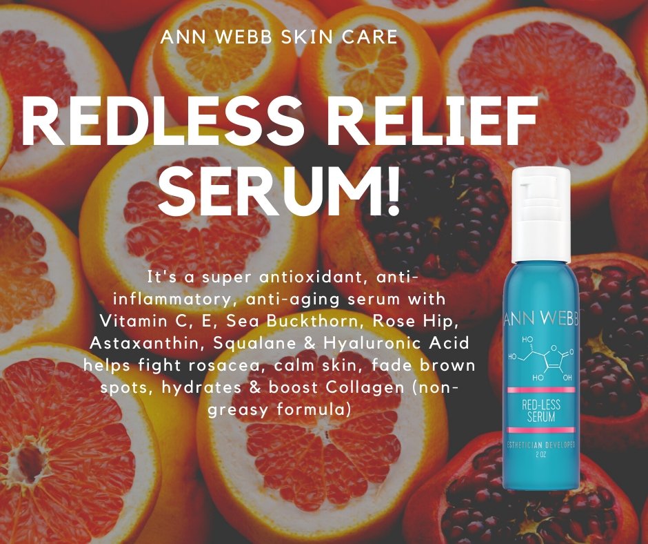 ANN WEBB Redless Relief Serum: Anti-aging serum fights rosacea, hydrates & boosts collagen. Made in America.