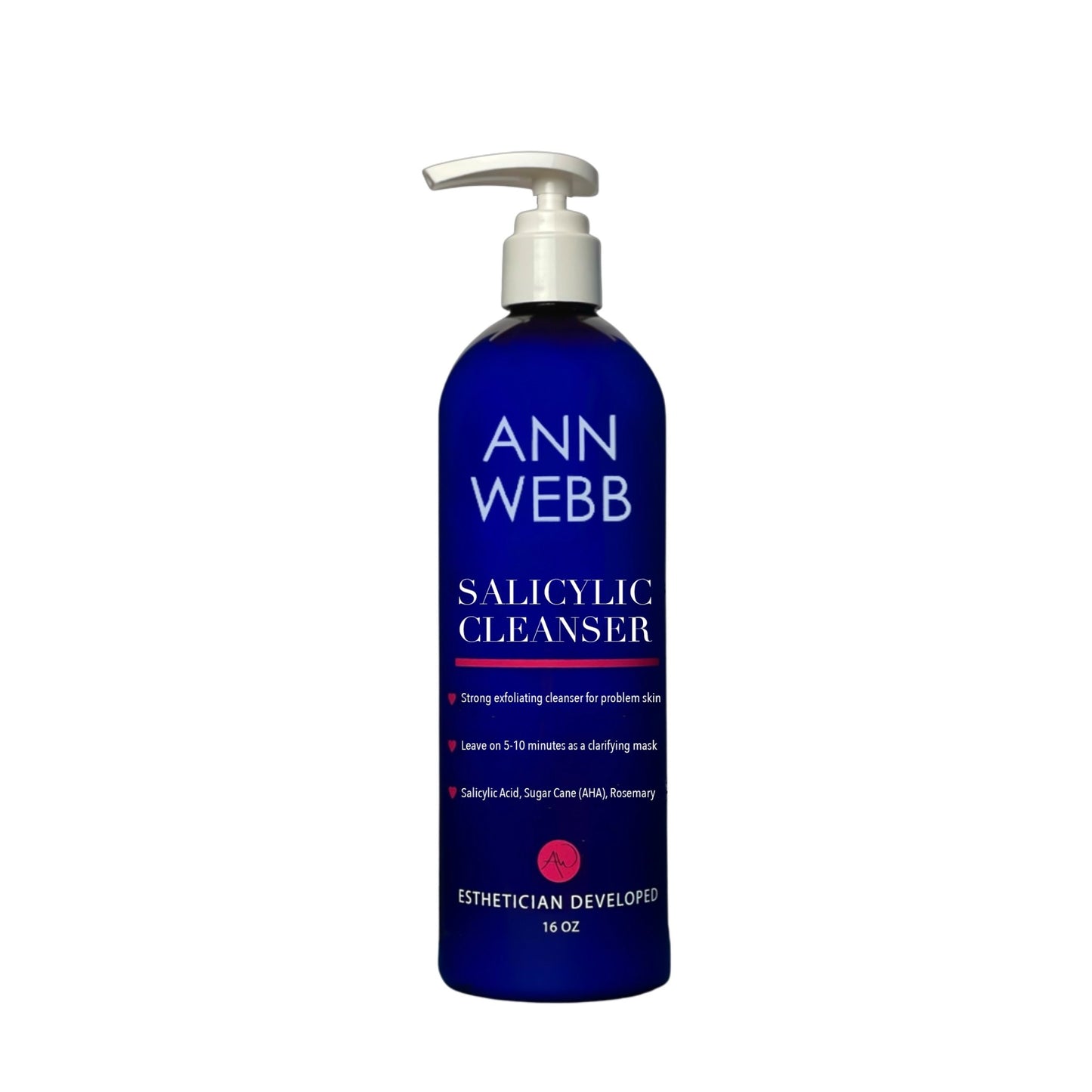 ANN WEBB Skin Face Products Salicylic Cleanser helps loosen dead skin cells and eliminate bacteria. Made in America