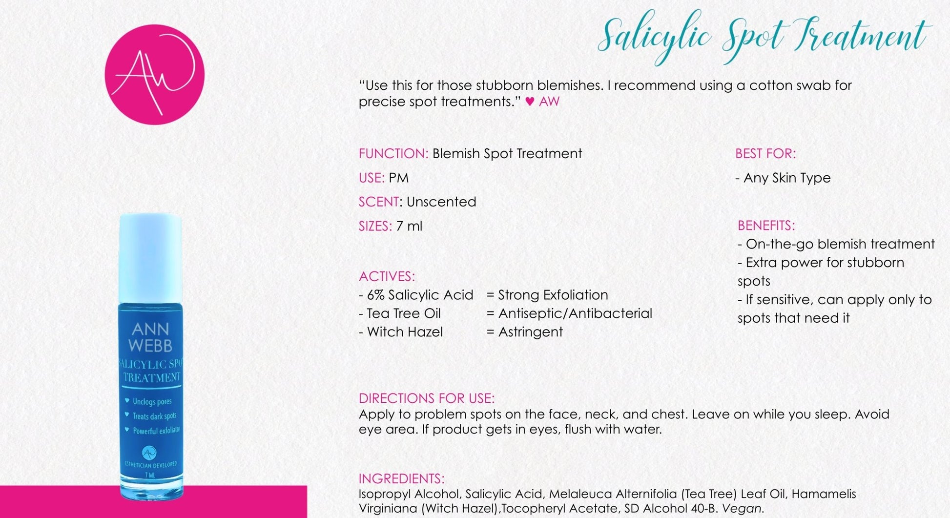 ANN WEBB Salicylic Spot Treatment - Webb Skin