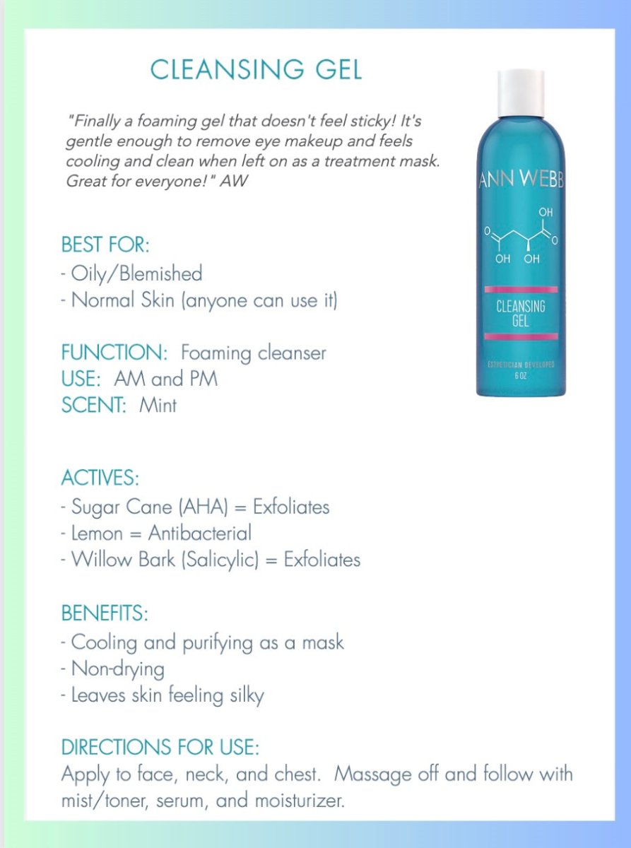 ANN WEBB Skin Care Cleansing Gel - Ann Webb Skin Care - Webb Skin