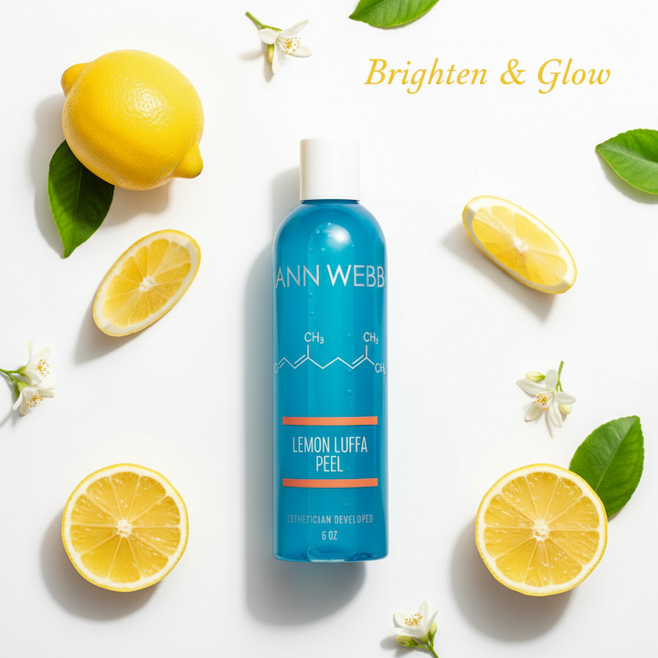 Ann Webb Lemon Luffa Peel - brightening exfoliating facial peel with lemon, luffa and glycolic acid for hyperpigmentation