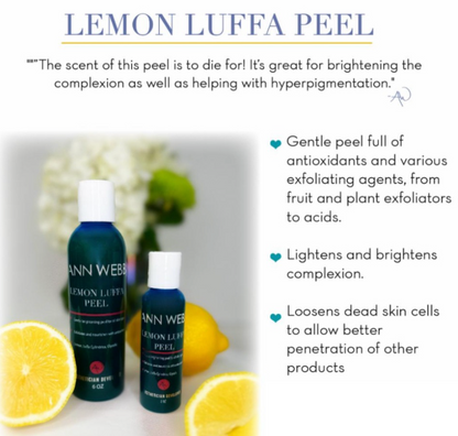 ANN WEBB Lemon Luffa Peel - gentle exfoliating facial peel with natural fruit enzymes - Made in America