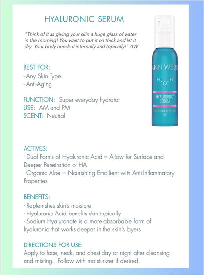 💧ANN WEBB Skin Care Hyaluronic Serum - Ann Webb Skin Care - Webb Skin