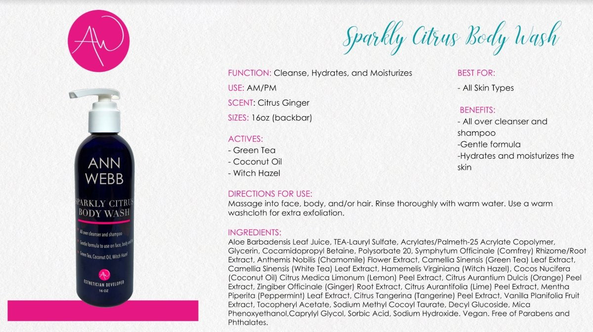 ANN WEBB Skin Care Sparkly Citrus Body Wash - Webb Skin